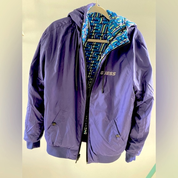 GUESS Eco Elvis ! Reversible ! Logo-Print Puffer Jacket Hooded โจ Size S | logo - Picture 4 of 16